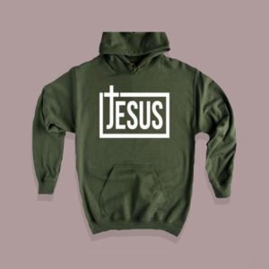 Jesus Is King Vertical Cross Hoodie Green