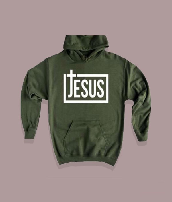 Jesus Is King Vertical Cross Hoodie Green